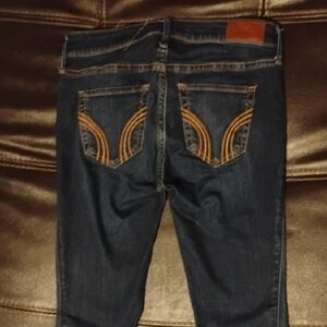 Hollister Dark Blue Skinny Jeans with Tan Pocket Stitching
